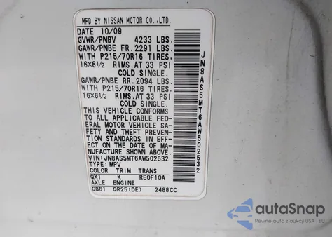 2010 Nissan Rogue S from USA, damaged, VIN JN8AS5MT6AW502532